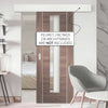 Single Sliding Door & Wall Track - Forli Walnut Flush Door - Clear Glass - Aluminium Inlay - Prefinished