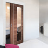 Bespoke Forli Walnut Glazed Single Pocket Door - Aluminium Inlay - Prefinished