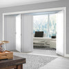 Four Folding Doors & Frame Kit - Forli White Flush 3+1 - Aluminium Inlay - Prefinished