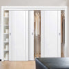 Three Sliding Wardrobe Doors & Frame Kit - Forli White Flush Door - Aluminium Inlay - Prefinished