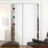 Two Sliding Wardrobe Doors & Frame Kit - Forli White Flush Door - Aluminium Inlay - Prefinished