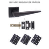 Forme Foglia Designer Lever on Minimal Square Rose - Matt Black Handle Pack