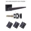 Forme Foglia Designer Lever on Minimal Square Rose - Matt Black Handle Pack