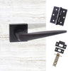 Forme Foglia Designer Lever on Minimal Square Rose - Matt Black Handle Pack