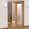 Two Folding Doors & Frame Kit - Pattern 10 Shaker Oak 2+0 - Obscure Glass - Unfinished
