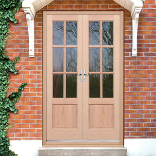 Image: EXTERIOR Hemlock GTP 2 Panel Door Pair - Fit Your Own Glass