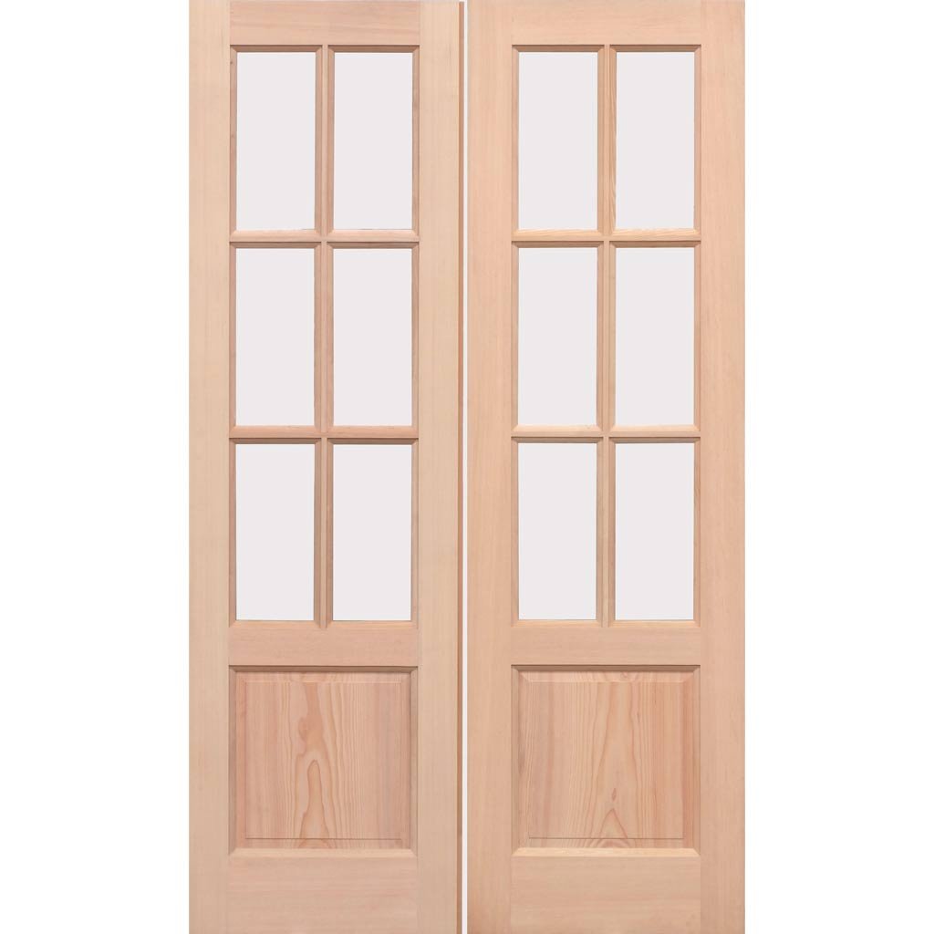EXTERIOR Hemlock GTP 2 Panel Door Pair Fit Your Own Glass
