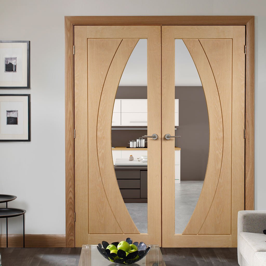 Salerno Oak Door Pair - Clear Glass