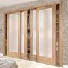 Minimalist Wardrobe Door & Frame Kit - Four Pattern 10 Oak Shaker Doors - Obscure Glass - Prefinished