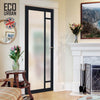 Handmade Eco-Urban Suburban 4 Pane Solid Wood Internal Door UK Made DD6411SG Frosted Glass - Eco-Urban® Shadow Black Premium Primed