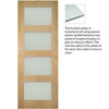 Three Folding Doors & Frame Kit - Coventry Shaker Oak 2+1 - Frosted Glass - Unfinished