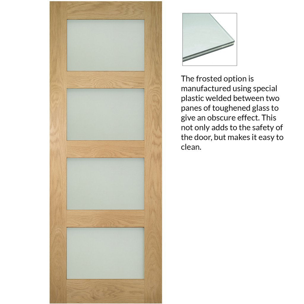 Coventry shaker style oak 4 glass interior door 