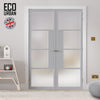 Eco-Urban Boston 4 Pane Solid Wood Internal Door Pair UK Made DD6311SG - Frosted Glass - Eco-Urban® Mist Grey Premium Primed
