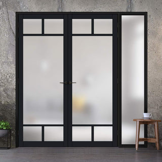 Image: Room Divider - Handmade Eco-Urban® Sydney Door Pair DD6417F - Frosted Glass - Premium Primed - Colour & Size Options
