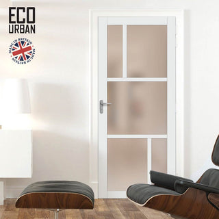 Image: Handmade Eco-Urban Aran 5 Pane Solid Wood Internal Door UK Made DD6432SG Frosted Glass - Eco-Urban® Cloud White Premium Primed
