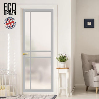 Image: Handmade Eco-Urban Glasgow 6 Pane Solid Wood Internal Door UK Made DD6314SG - Frosted Glass - Eco-Urban® Mist Grey Premium Primed