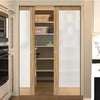 Pattern 10 Oak Double Evokit Pocket Doors - Full Pane Frosted Glass