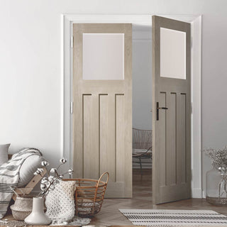 Image: Prefinished Bespoke DX Oak 1930's Glazed Door Pair - Choose Your Colour