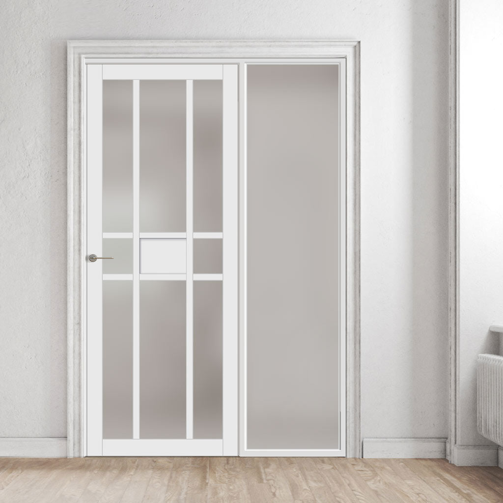 Bespoke Room Divider - Eco-Urban® Tromso Door DD6402F - Frosted Glass with Full Glass Side - Premium Primed - Colour & Size Options