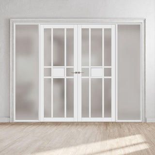 Image: Room Divider - Handmade Eco-Urban® Tromso 8 Panel with Two Sides DD6402F - Frosted Glass - Premium Primed - Colour & Size Options