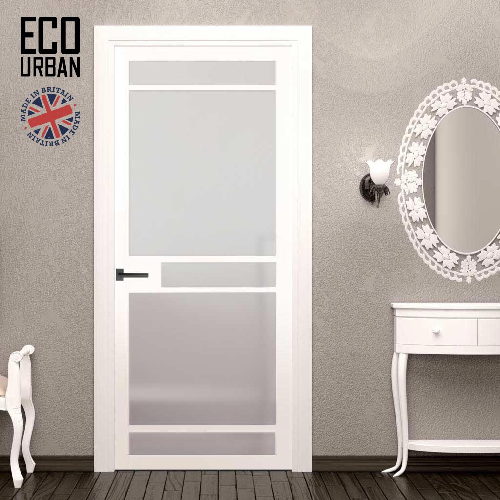 Handmade Eco-Urban Sheffield 5 Pane Solid Wood Internal Door UK Made DD6312SG - Frosted Glass - Eco-Urban® Cloud White Premium Primed