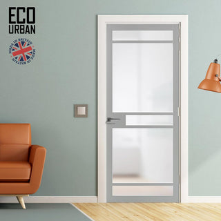 Image: Handmade Eco-Urban Sheffield 5 Pane Solid Wood Internal Door UK Made DD6312SG - Frosted Glass - Eco-Urban® Mist Grey Premium Primed