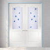 Classic Grained Internal PVC Door Pair - Fusion Blue Style Sandblasted Glass