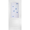 Classic Grained Internal PVC Door Pair - Fusion Blue Style Sandblasted Glass