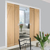 Salerno Oak Veneer Staffetta Quad Telescopic Pocket Doors