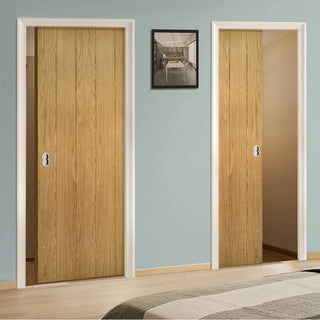 Image: Galway Real American Oak Veneer Unico Evo Pocket Doors - Unfinished