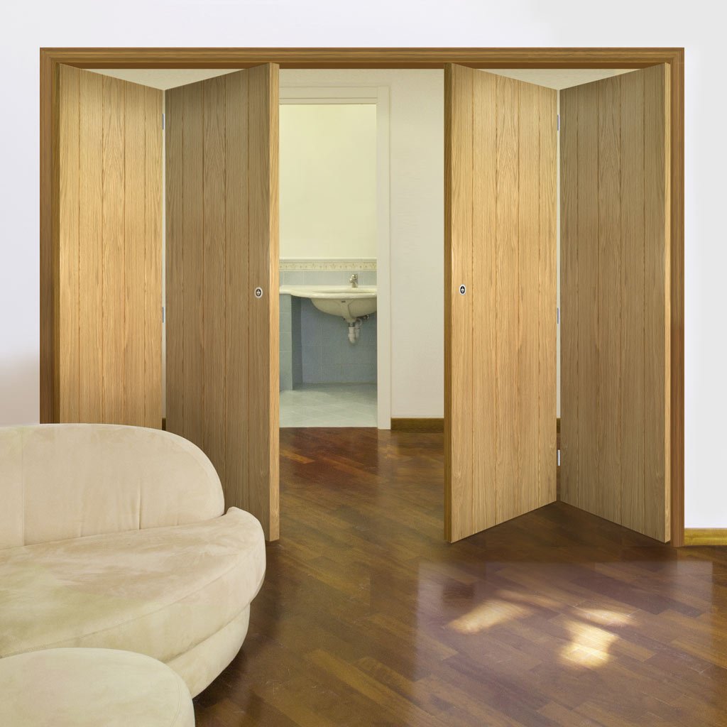 Four Folding Doors & Frame Kit - Galway Oak 2+2 Unfinished