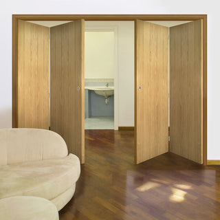Image: Four Folding Doors & Frame Kit - Galway Oak 2+2 Unfinished