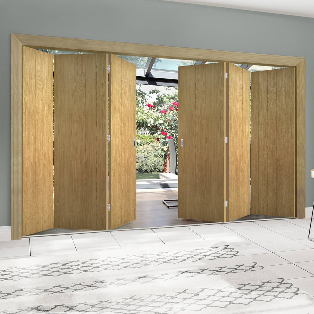Six Folding Doors & Frame Kit - Galway Oak 3+3 Unfinished
