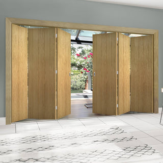 Image: Six Folding Doors & Frame Kit - Galway Oak 3+3 Unfinished