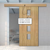 Single Sliding Door & Wall Track - Galway Oak Glazed Door - Clear Glass - Unfinished