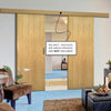 Double Sliding Door & Wall Track - Galway Real American Oak Veneer Door Unfinished