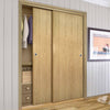 Two Sliding Maximal Wardrobe Doors & Frame Kit - Galway Real American Oak Veneer Door Unfinished