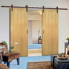 Double Sliding Door & Straight Antique Rust Track - Galway American Oak Veneer Door Unfinished