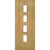 Double Sliding Door & Wall Track - Galway Oak Glazed Door - Clear Glass - Unfinished