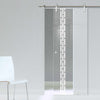 Single Glass Sliding Door - Solaris Tubular Stainless Steel Sliding Track & Garvald 8mm Clear Glass - Obscure Printed Design