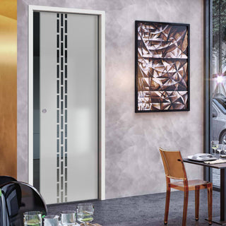 Image: Garvald 8mm Obscure Glass - Clear Printed Design - Single Evokit Glass Pocket Door