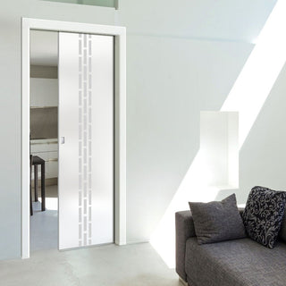 Image: Garvald 8mm Obscure Glass - Obscure Printed Design - Single Evokit Glass Pocket Door