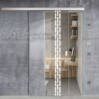 Single Glass Sliding Door - Garvald 8mm Clear Glass - Obscure Printed Design - Planeo 60 Pro Kit