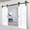 Double Sliding Door & Track - Geo White Panelled Doors