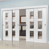 Four Sliding Doors and Frame Kit - Geo White Primed Door - Clear Glass