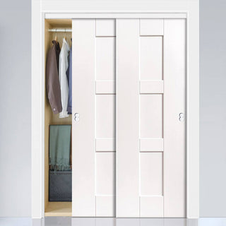 Image: Two Sliding Wardrobe Doors & Frame Kit - Geo White Primed Door
