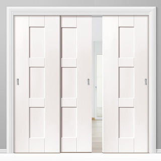 Image: Three Sliding Doors and Frame Kit - Geo White Primed Door