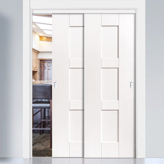 Image: Two Sliding Doors and Frame Kit - Geo White Primed Door