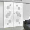 Double Glass Sliding Door - Geometric Bold 8mm Obscure Glass - Obscure Printed Design with Elegant Track