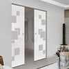 Geometric Bold 8mm Obscure Glass - Obscure Printed Design - Double Absolute Pocket Door